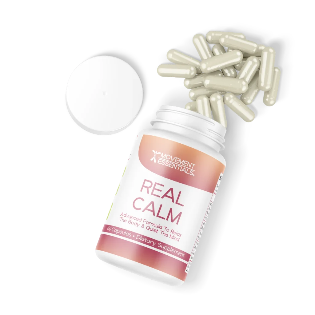 Movement Essentials - Real Calm - Dietary Supplement - bottle + capsules
