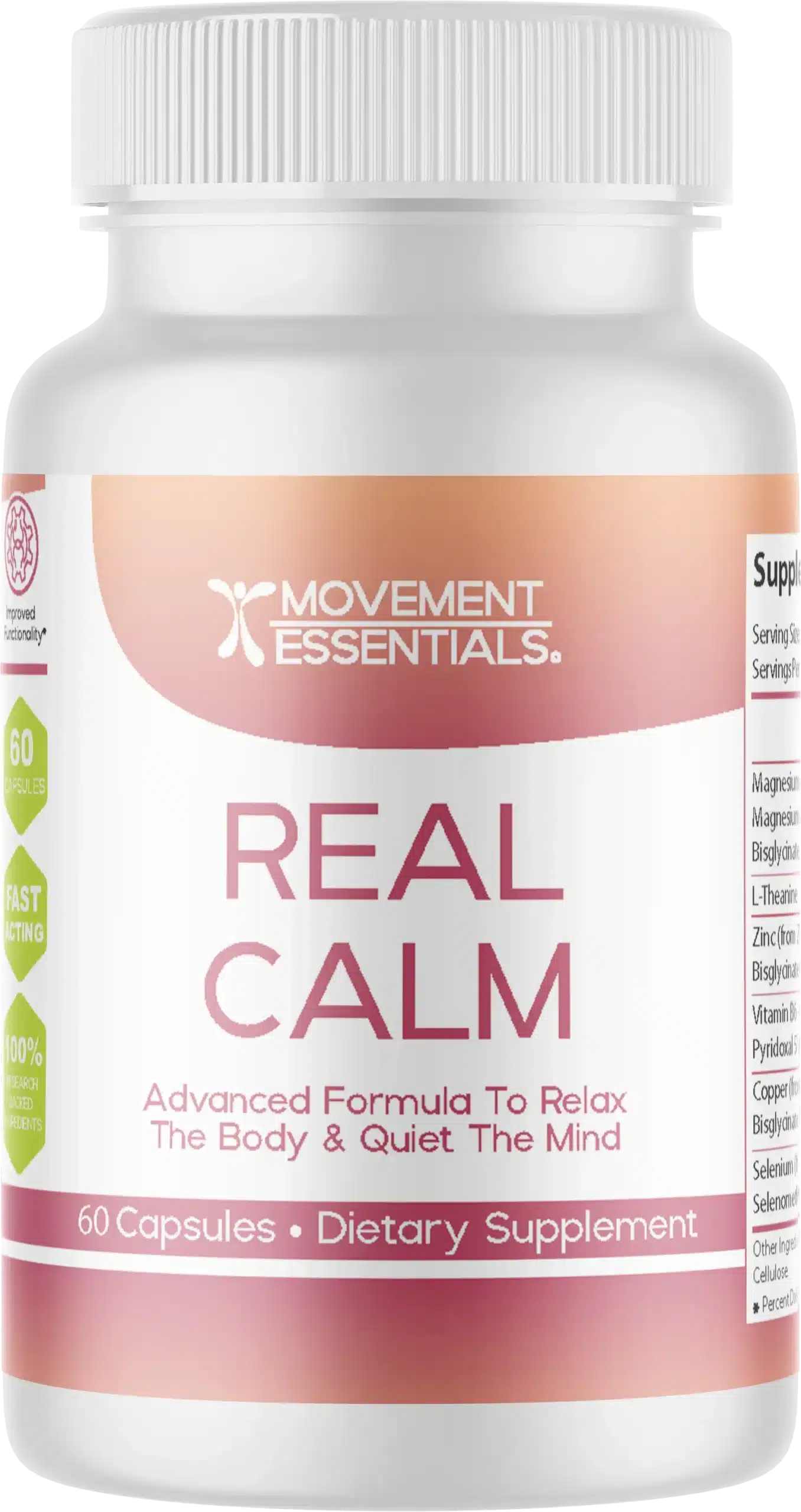 Movement Essentials - Real Calm - Dietary Supplement - bottle front